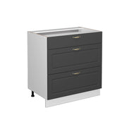 Vicco Mobiletto base per cucina Antracite-oro 80 cm con 3 cassetti, senza piano di lavoro