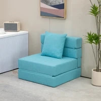 Poltrona Letto, Poltrona Relax, Letto per Ospiti, con Fodera Rimovibile, 70 cm x 70 cm x 61 cm, Celeste