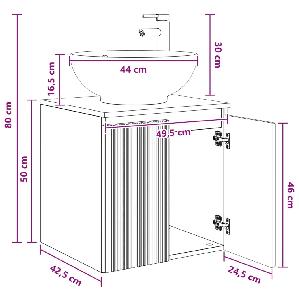 Mobile Lavabo da Parete Sonoma grigio 49,5 x 44,5 x 65 cm 890448