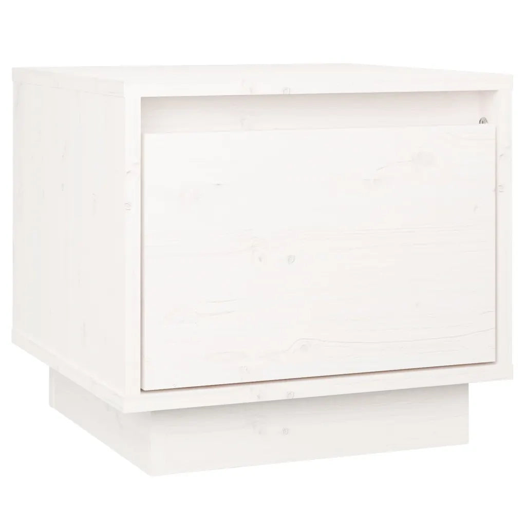 Set di 2 Comodini | Armadio da Notte | Mobiletto da notte Bianchi 35x34x32 cm in Legno Massello di Pino