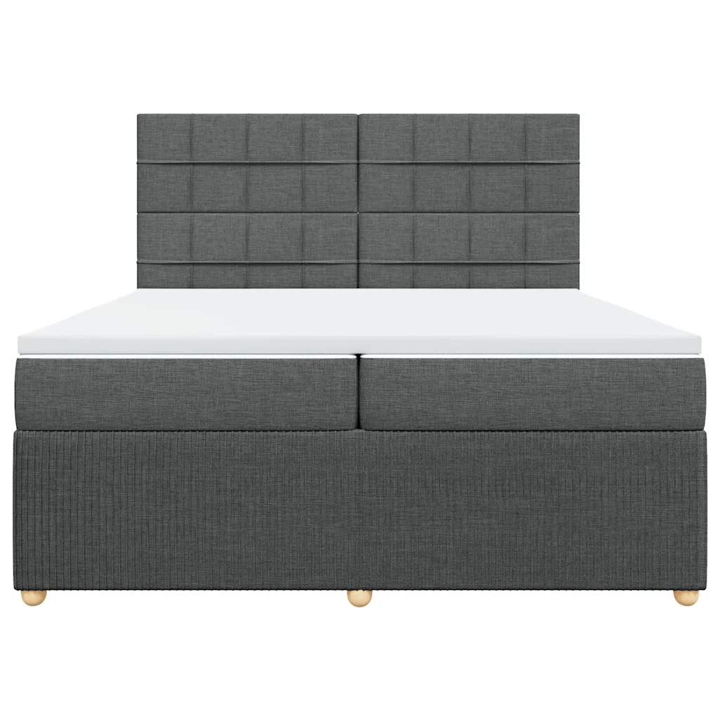 Giroletto a Molle con Materasso Grigio Scuro 200x200 cm Tessuto