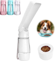 Acqua per cani, portatile, pieghevole, borraccia per animali domestici, con ciotola, distributore di cibo per animali domestici, viaggi, passeggiate, compatto, sostenibile, leggero, impermeabile, rosso/blu (bianco)