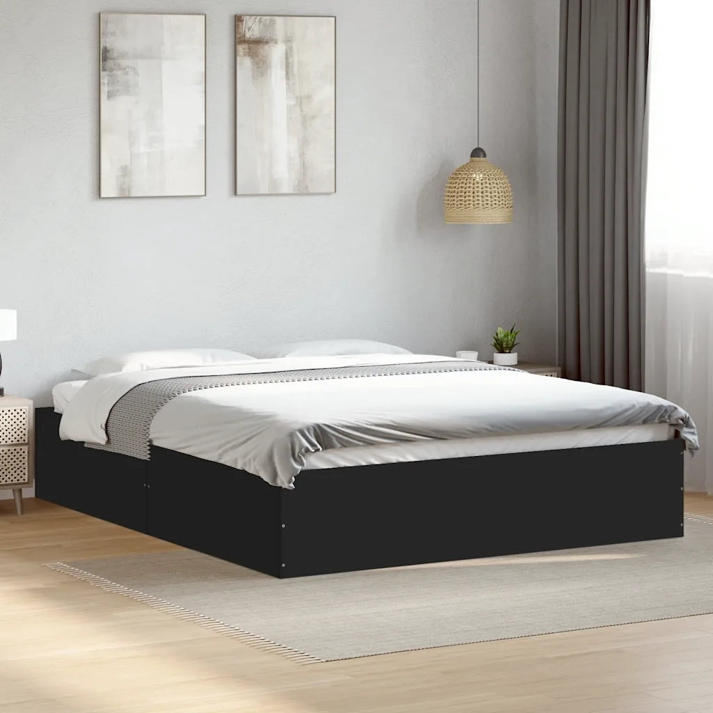 Giroletto-Struttura Letto Nero 150x200 cm in Legno Multistrato 241301