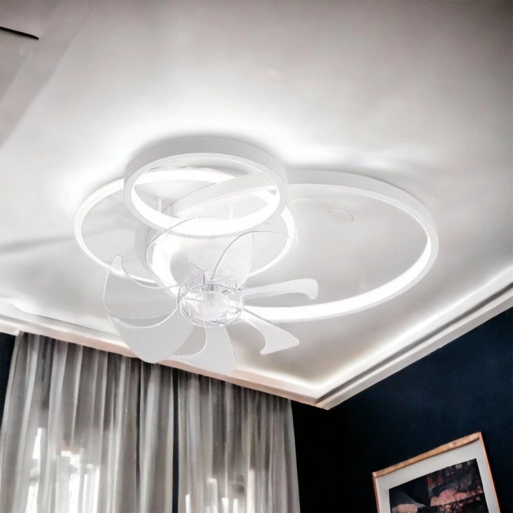 Plafoniera moderna a led con ventilatore da soffitto cambia 3 luci telecomando dimmerabile ed orientabile
