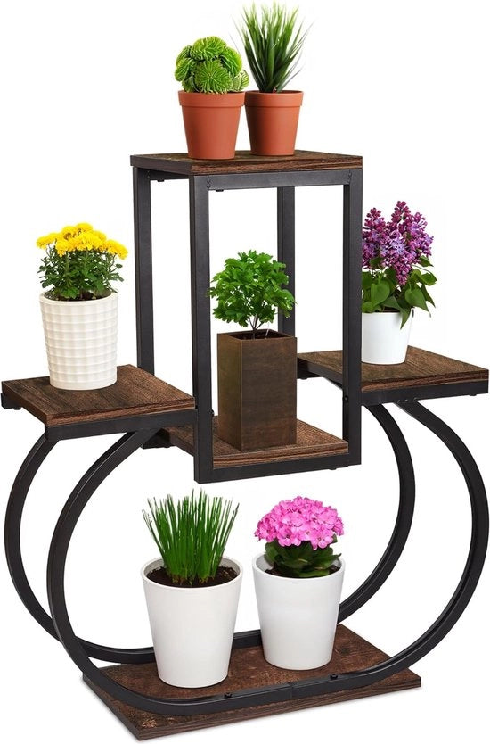 Pianta a 5 livelli in legno, con telaio metallico, per interni ed esterni, per angoli di camera, per soggiorno, balcone, terrazza e cortile interno.