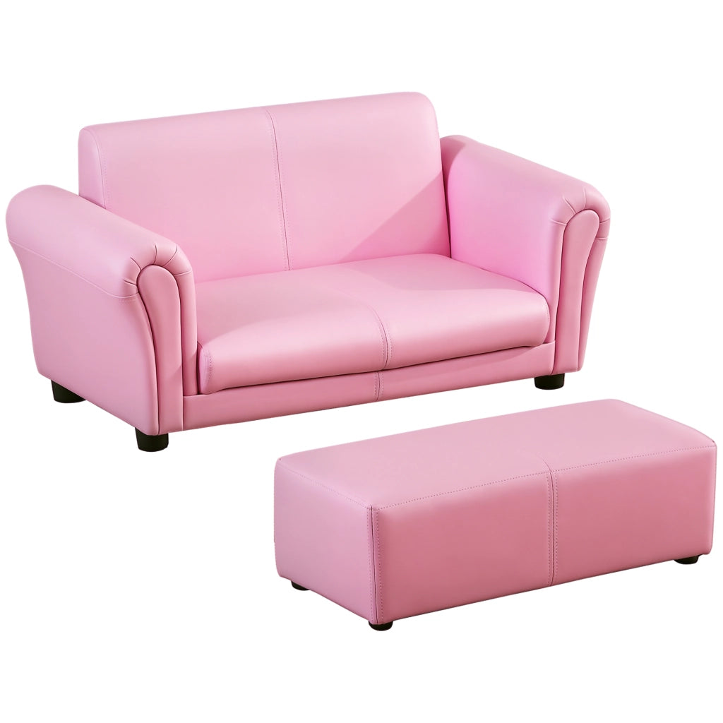 Poltrona per bambini con pouf ¨C zephmum ¨C rosa 83x42x41 cm