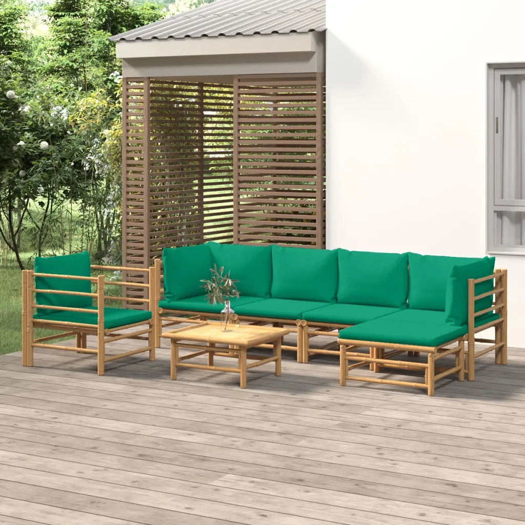Set Salotto da Giardino 7pz con Cuscini Verdi Bambù 3155149