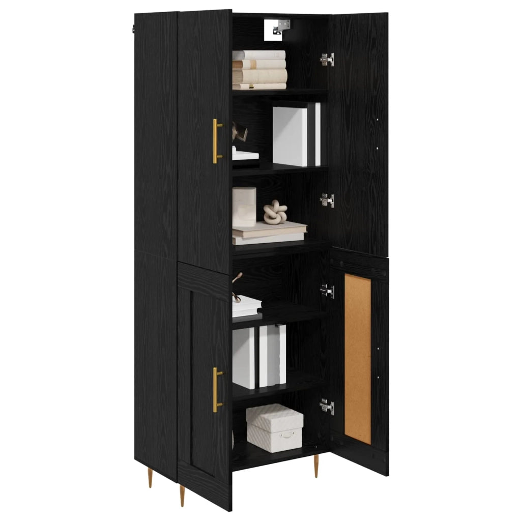 Credenza-Buffet-Armadio da cucina Rovere Nero 69,5 x 34 x 180 cm Legno multistrato 405268