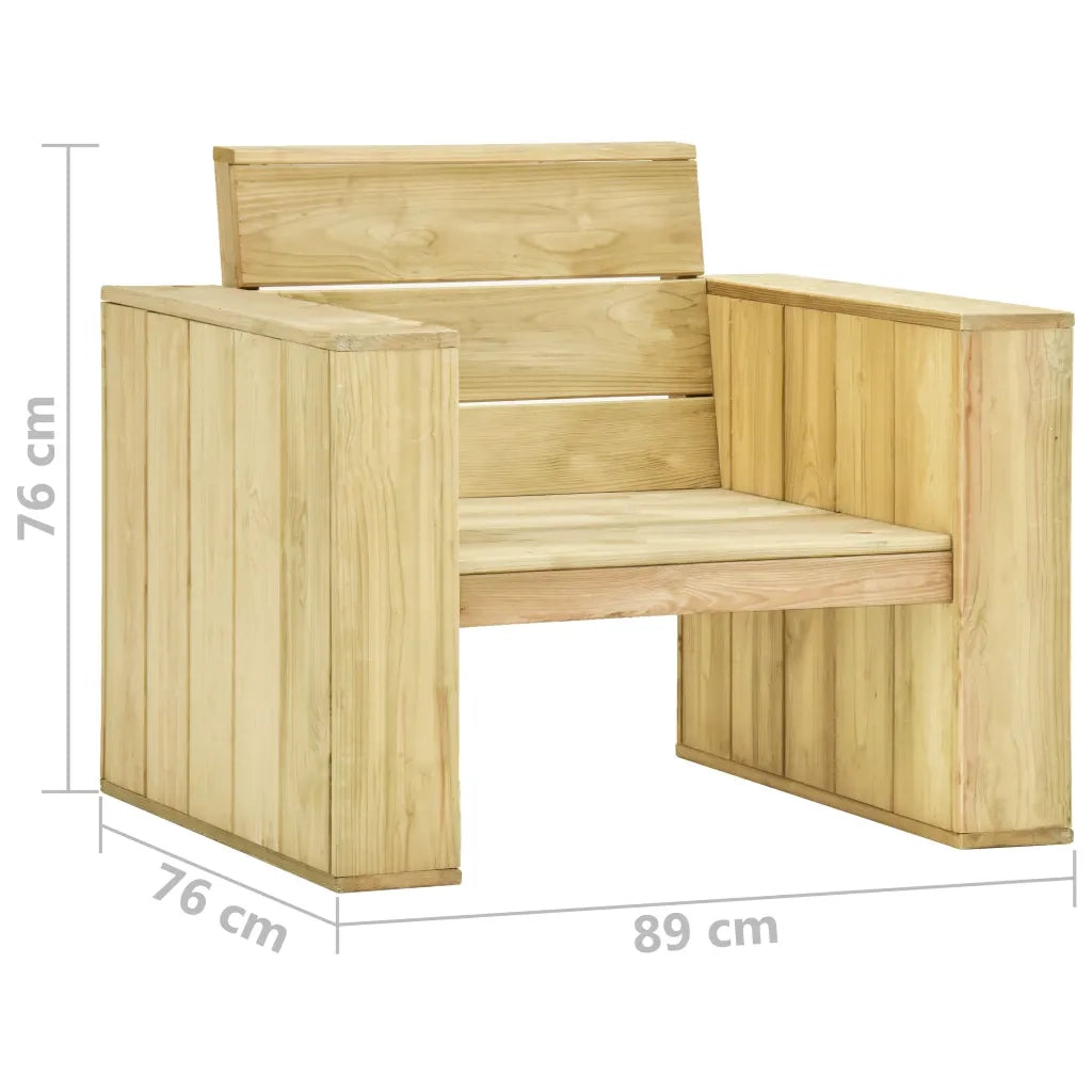 Sedia da Giardino con Cuscini Beige Legno Pino Impregnato
