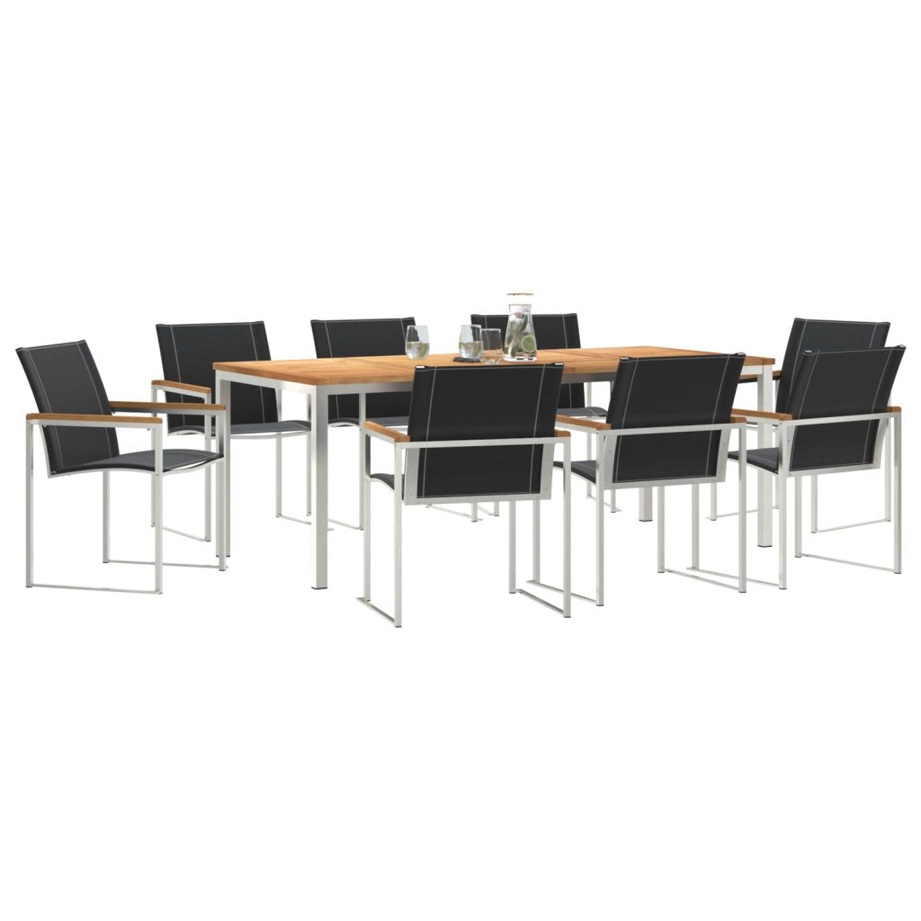 Set pranzo giardino  9 pezzi in legno massello di acacia