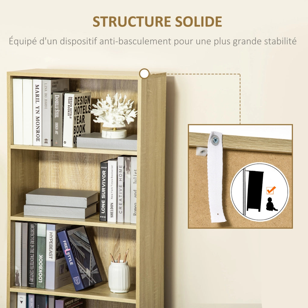 Libreria con ante e scaffali aperti ¨C Zephmum ¨C Legno naturale 59x29x180 cm