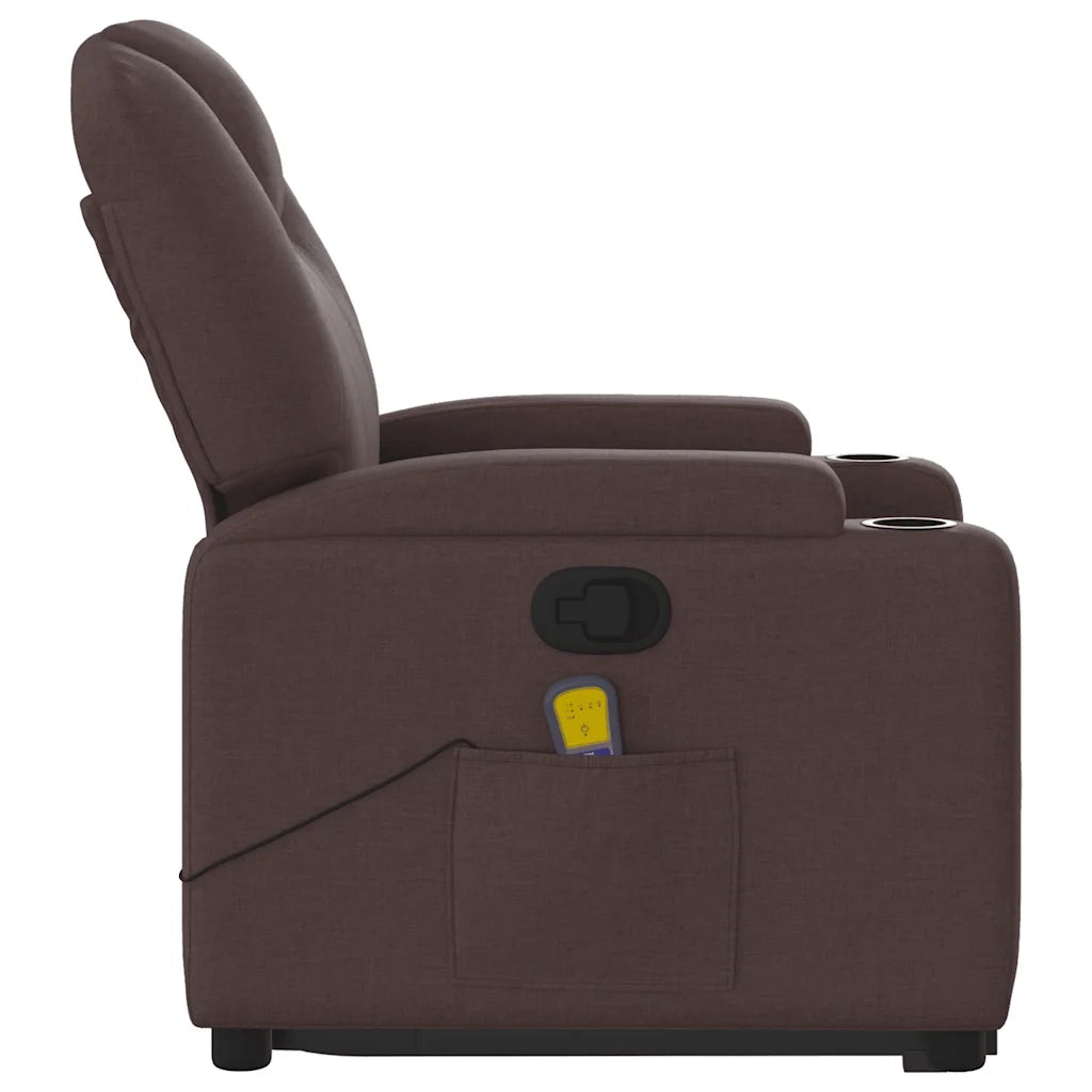 Poltrona Alzapersona Massaggi Reclinabile Marrone Scuro Tessuto 3204385