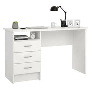 Scrivania lineare con tre Andre, colore bianco, Misure 120 x 72 x 48 cm
