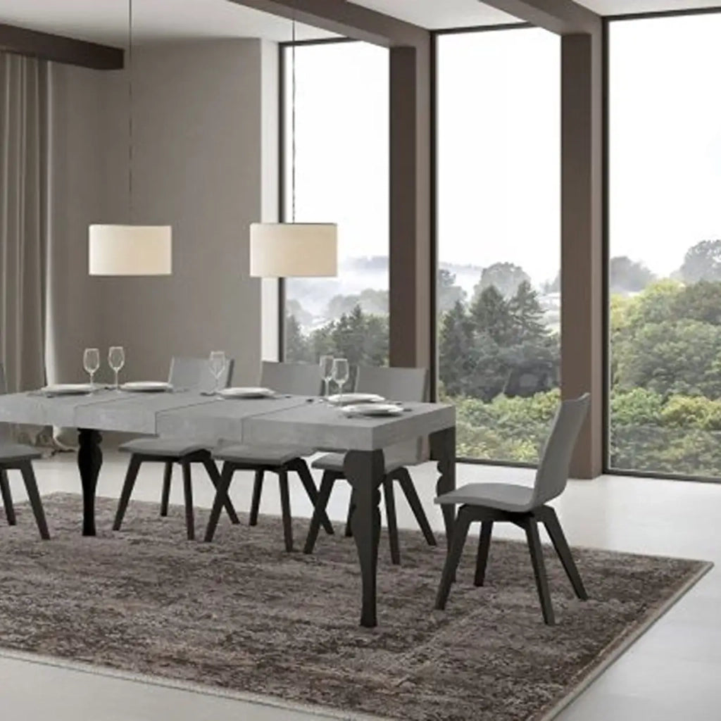 Tavolo allungabile 130/234x90 cm Paxon Premium colore cemento gambe antracite