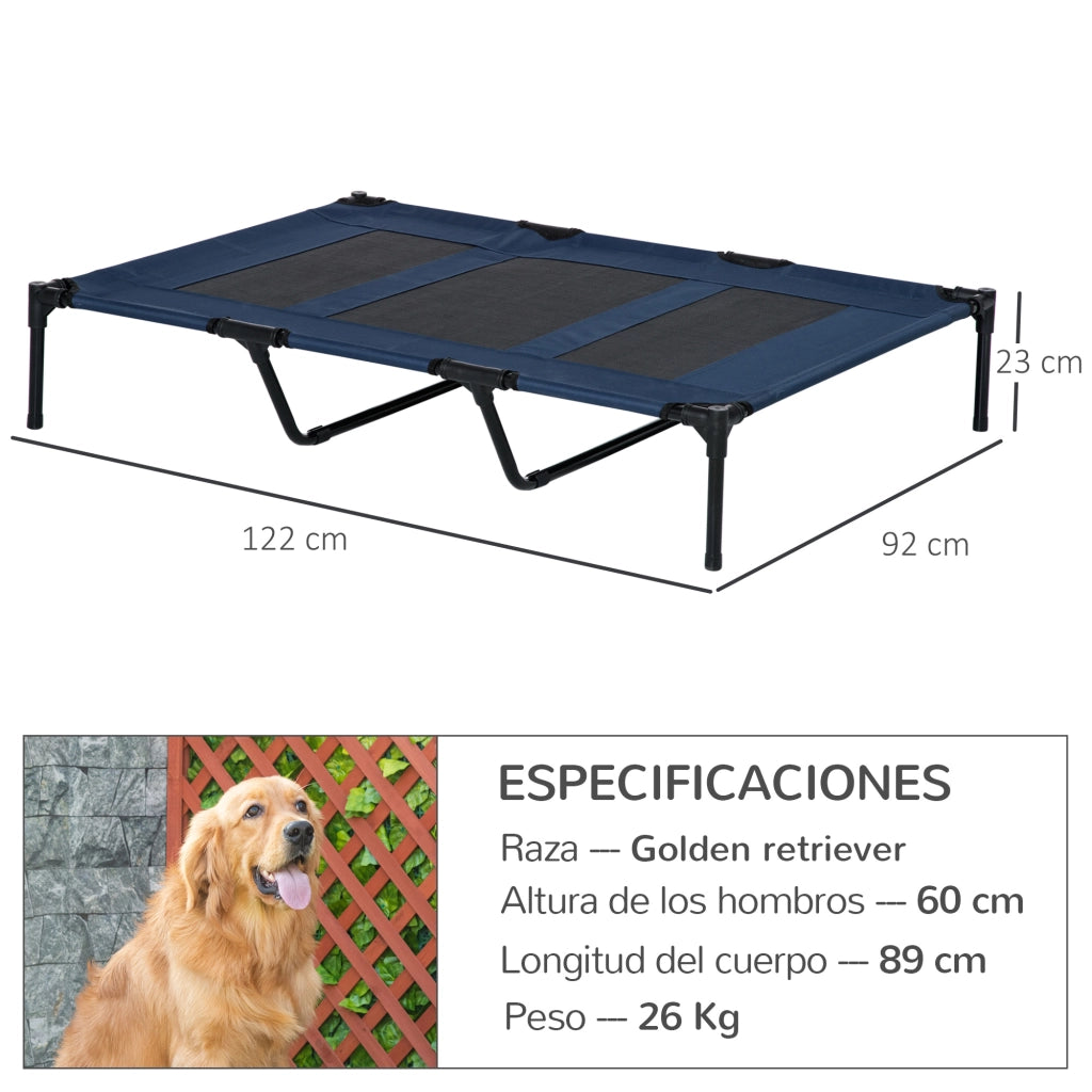 Letto per cani gatti con rete a doghe e tessuto oxford ¨C zephmum ¨C 122x92x23 cm blu