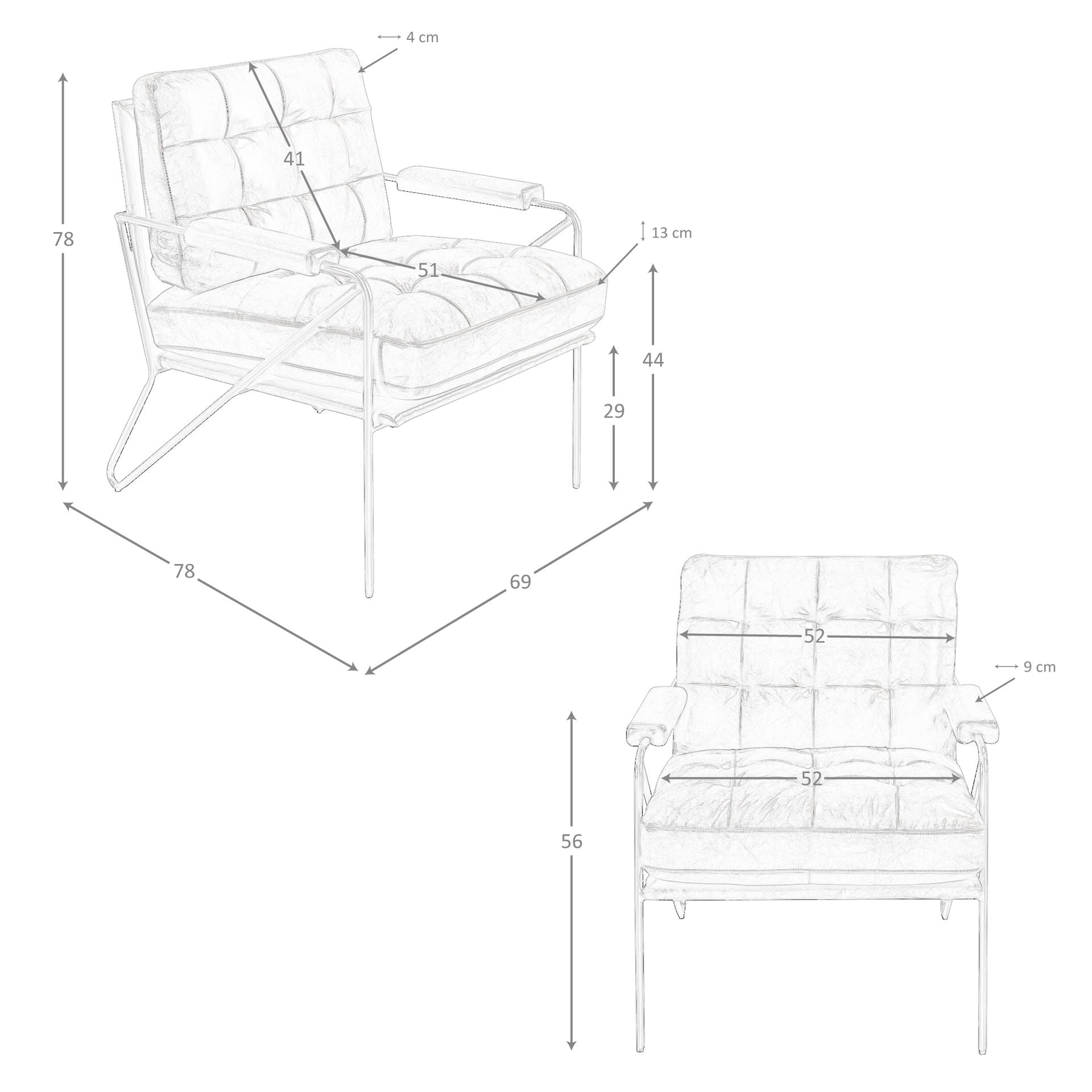 Poltrona in pelle marrone cognac