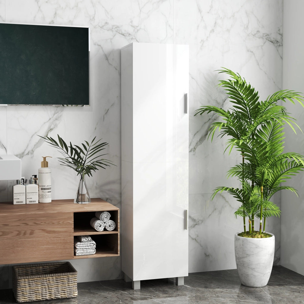 Mobile a Colonna da Bagno con 2 Armadietti 40x30x167,5 cm Bianco