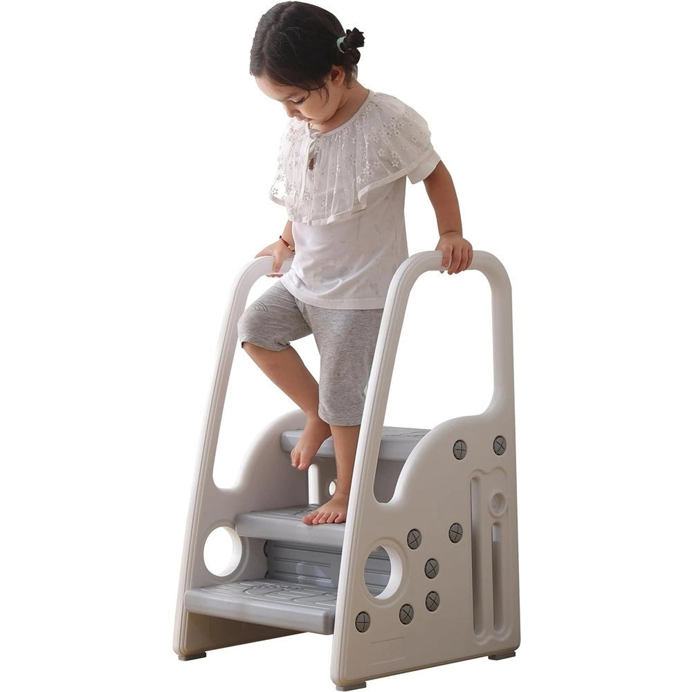 Trade Shop - Sgabello Per Bambini Piccoli Scala A Pioli Per Bagno Cucina Toilette Con Manici -