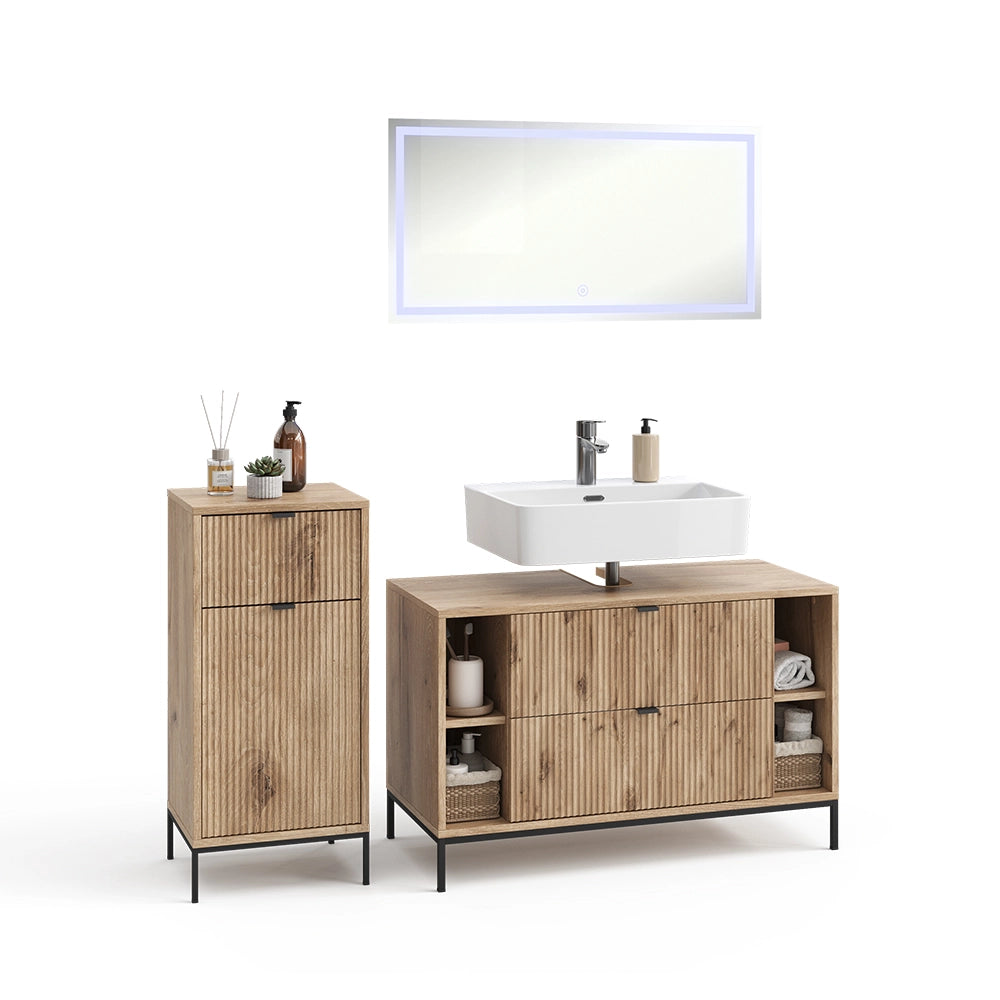 Vicco Set di mobili da bagno Quercia vichinga 3 parti