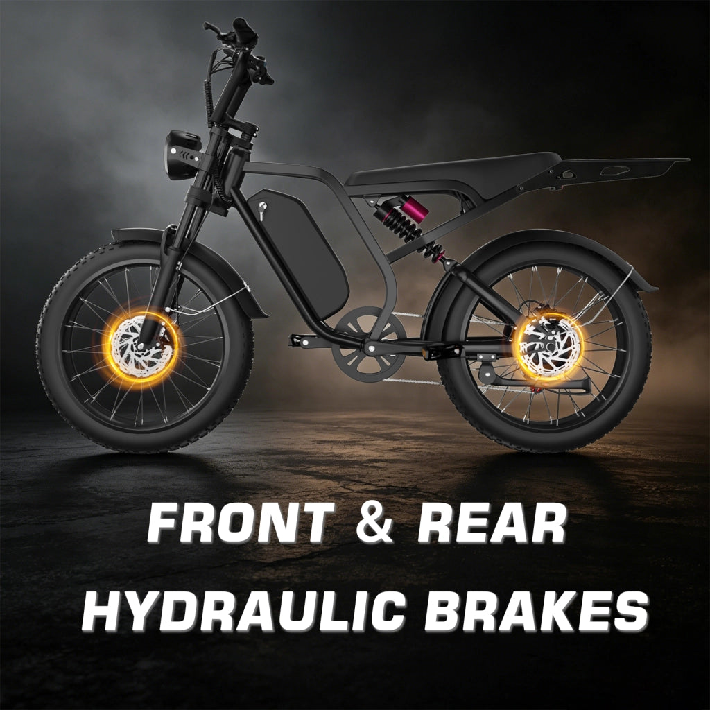 Bici Elettrica Fat Bike 20" Motore 250W (Picco 1500W), Batteria 52V 20Ah Autonomia 65km, Freni Idraulici Forcella Ammortizzata, Shimano 7 Marce Portata 150kg per Citt¨¤ e Fuoristrada