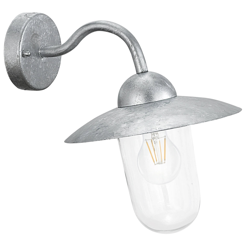 Applique Esterno Classica Milton Acciaio Grigio Vetro Bianco E27