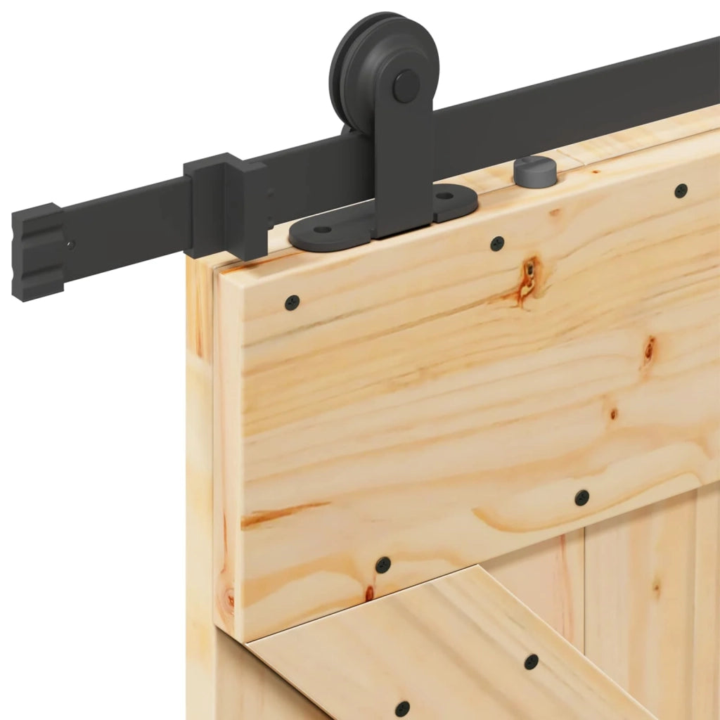 Porta scorrevole NARVIK Naturale e Nero 80 x 210 cm (213,5 cm)