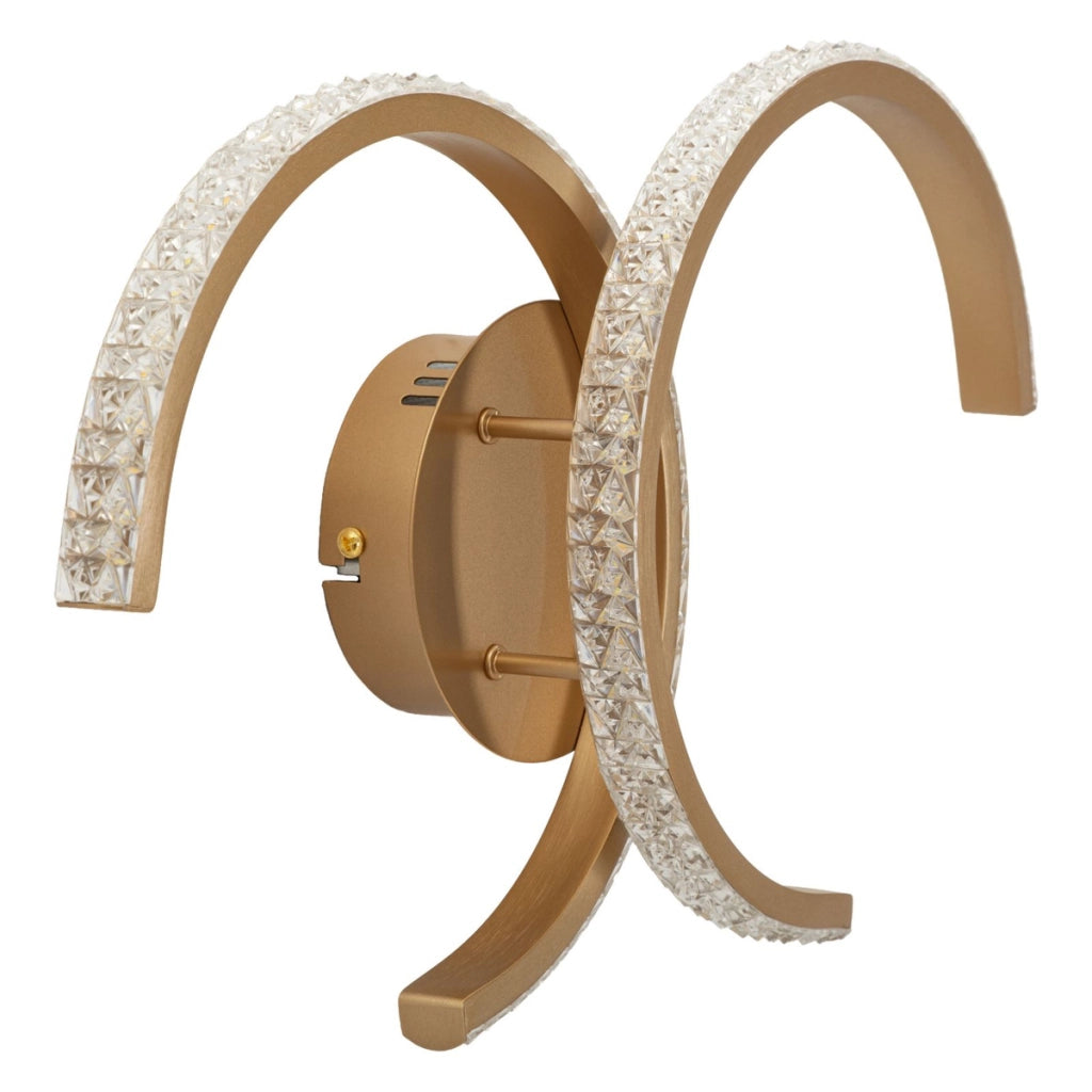 Lampada a parete Glam con doppia curva luminosa in oro