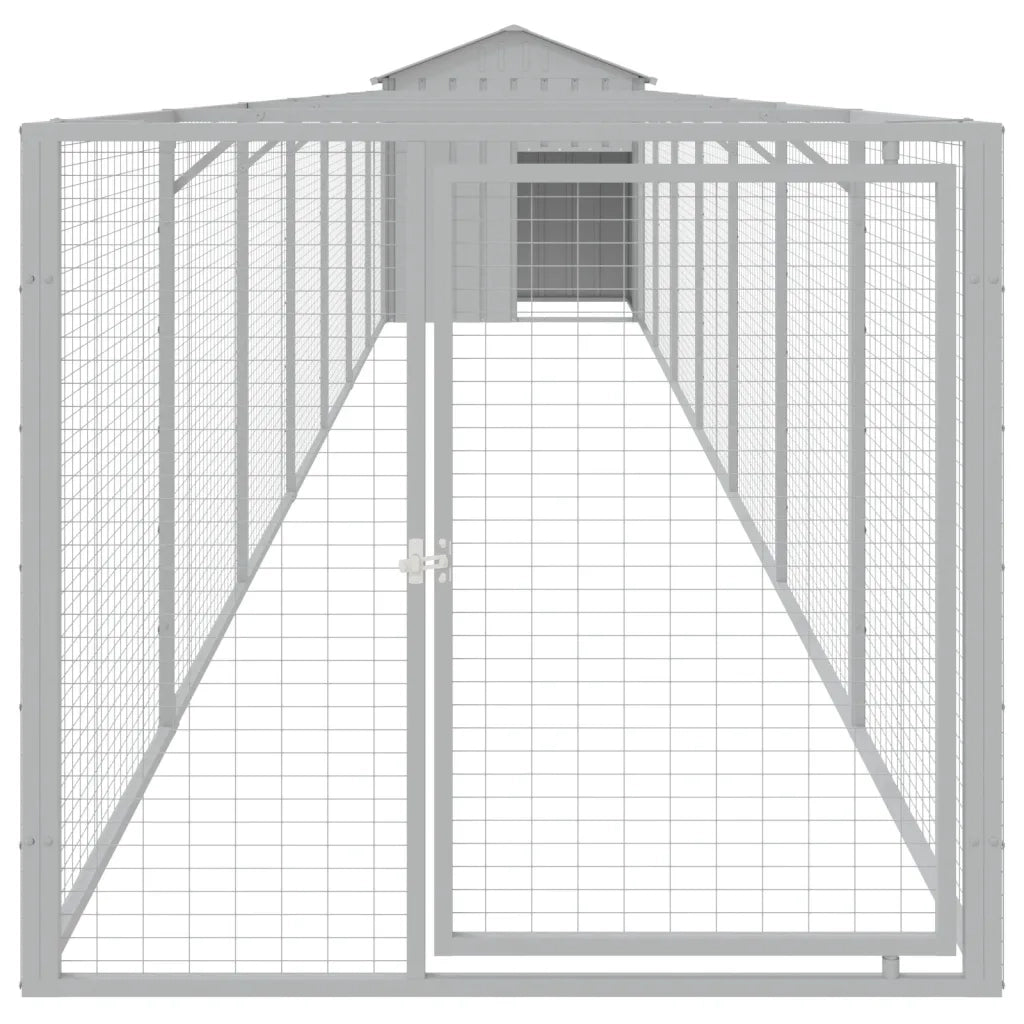 Casetta Cani Tetto Grigio Chiaro 117x813x123 cm Acciaio Zincatocod mxl 134462