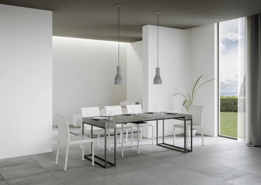 Consolle Allungabile in Legno e Ferro H77x40x90/300cm Epoca Cemento Classica