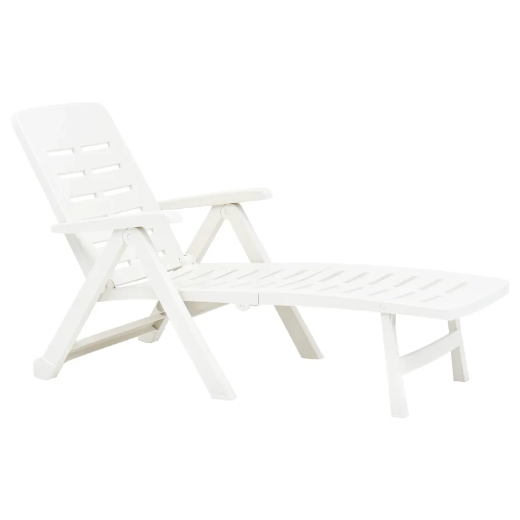 Lettino Prendisole Pieghevole in Plastica Bianco 48754