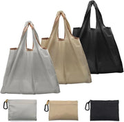 Borsa da Spesa Pieghevole 3 Pezzi 50 x 48 cm - Borse da Spesa Reutilizzabili con Tasca Interna per la Spesa, il Viaggio e il Campeggio (Nero, Grigio, Khaki)