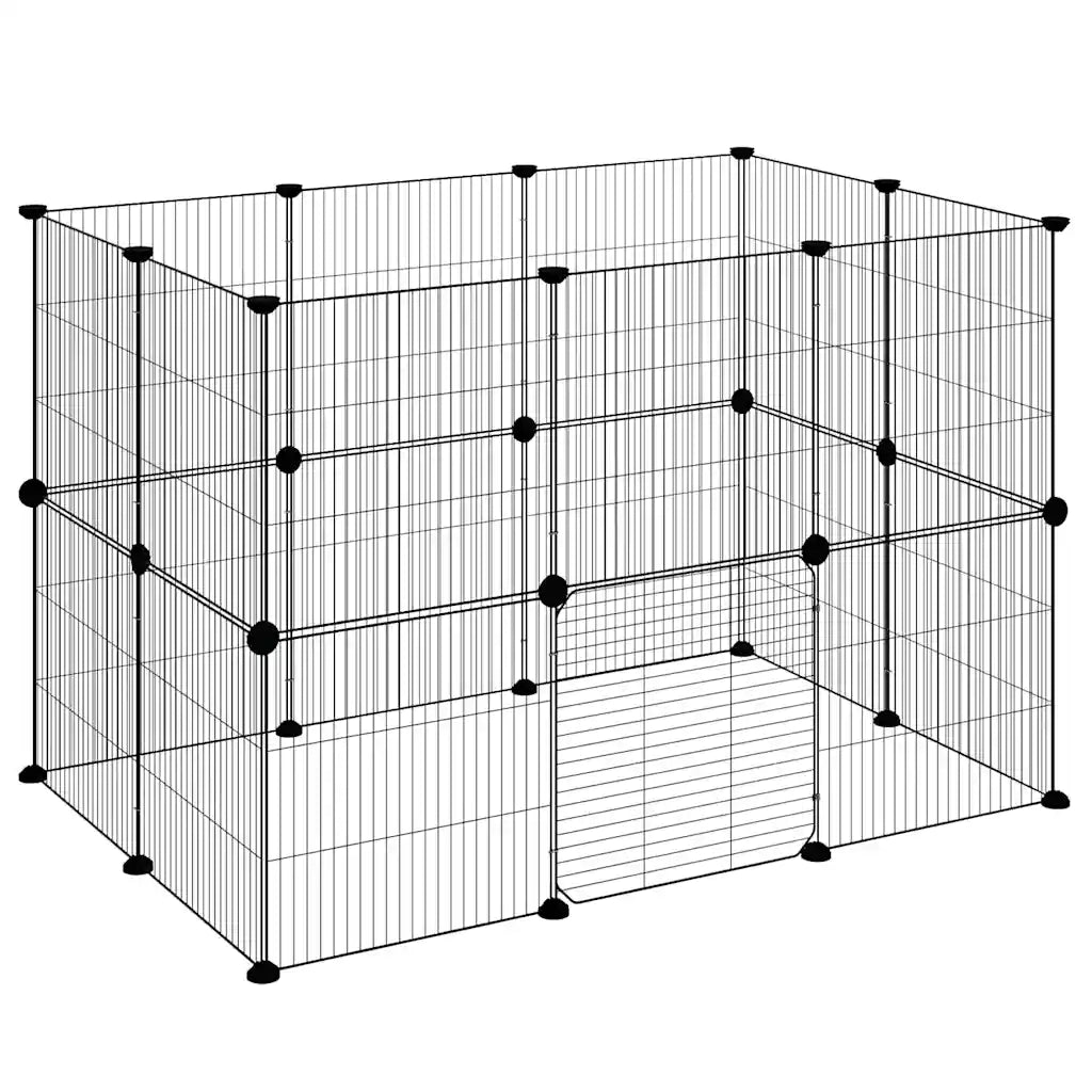 Gabbia per Animali 20 Pannelli con Porta Nera 35x35 cm Acciaio 3114043