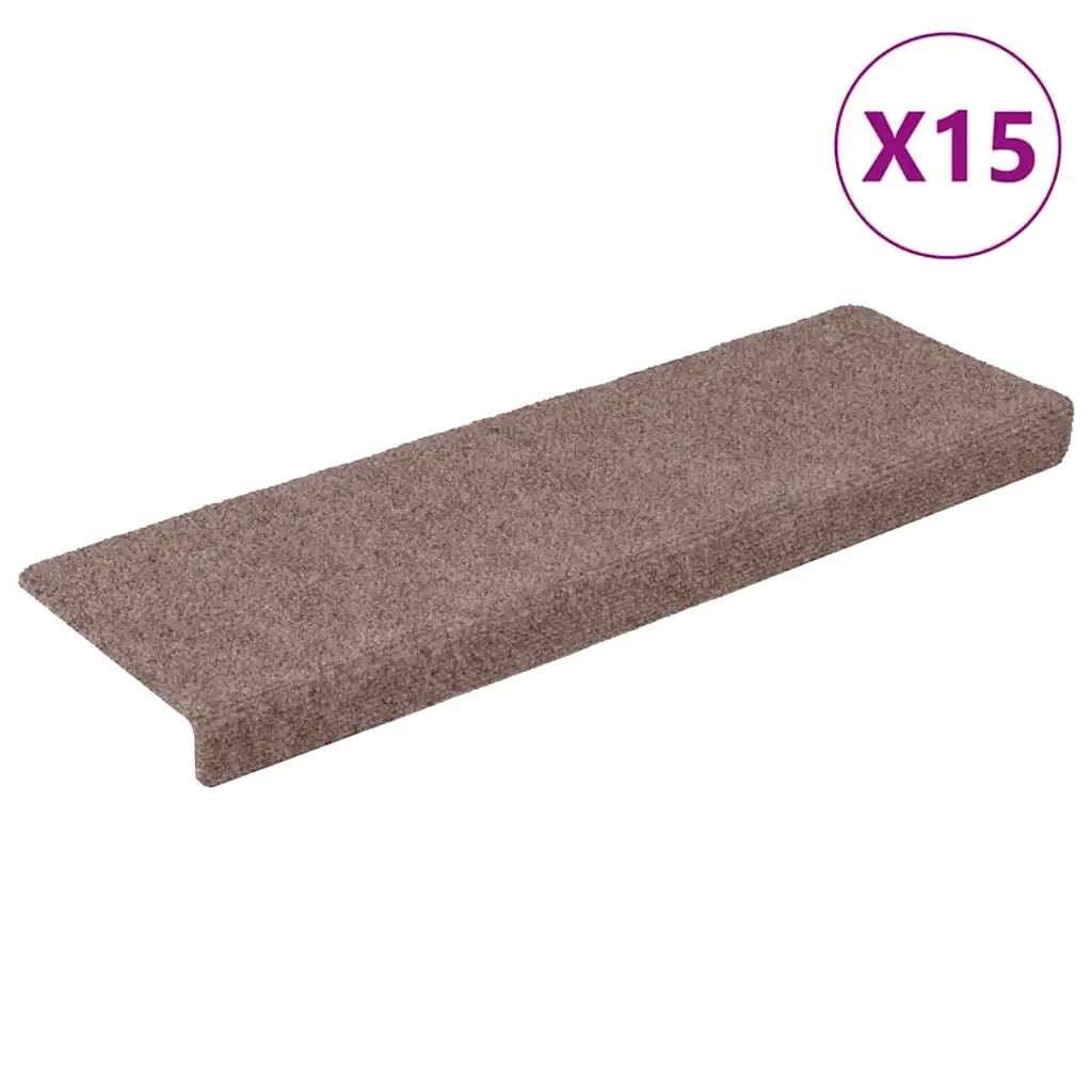 Tappetini per scale autoadesivi 15 pz 65x21x4 cm Marrone Chiaro Bordo rettangolare 134561