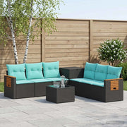 Set di divani 8 pz Nero e Blu Rattan sintetico e Acciaio 3448580