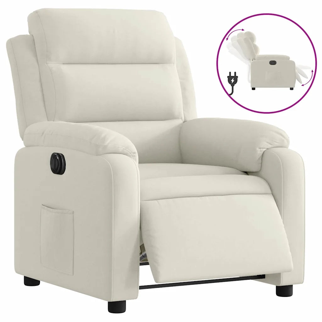 Poltrona Elettrica Reclinabile Crema in Velluto 3205079