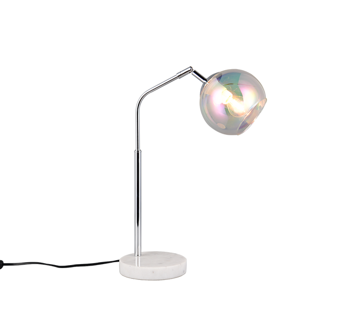 Lampada da tavolo, metallo e vetro, cromo, H 45 cm, Paxton