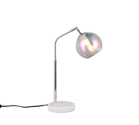 Lampada da tavolo, metallo e vetro, cromo, H 45 cm, Paxton