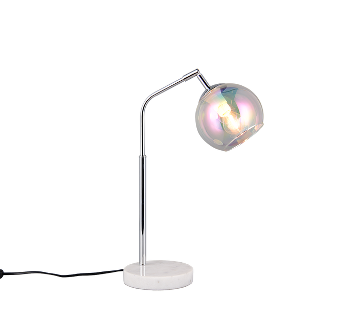 Lampada da tavolo, metallo e vetro, cromo, H 45 cm, Paxton