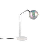 Lampada da tavolo, metallo e vetro, cromo, H 45 cm, Paxton