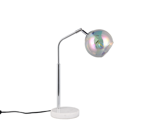 Lampada da tavolo, metallo e vetro, cromo, H 45 cm, Paxton