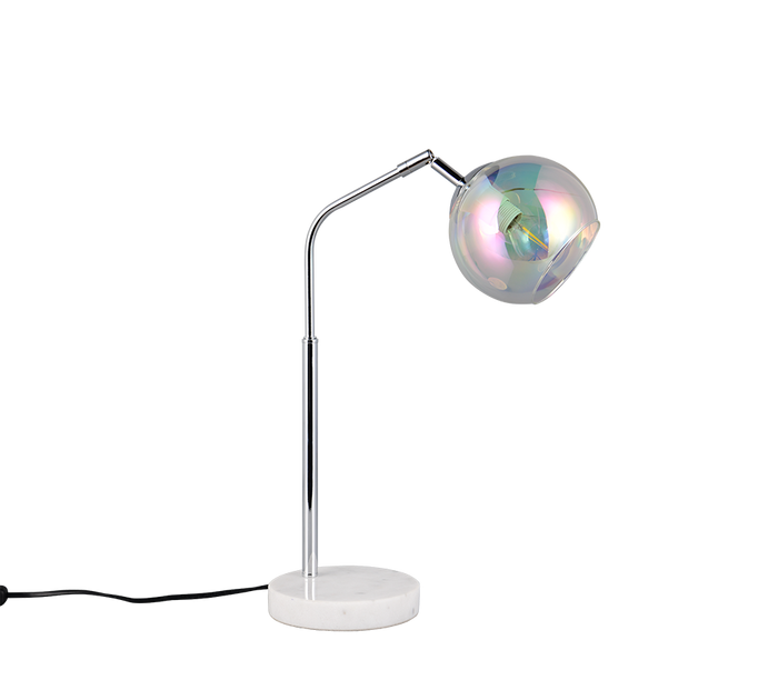 Lampada da tavolo, metallo e vetro, cromo, H 45 cm, Paxton