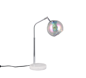 Lampada da tavolo, metallo e vetro, cromo, H 45 cm, Paxton