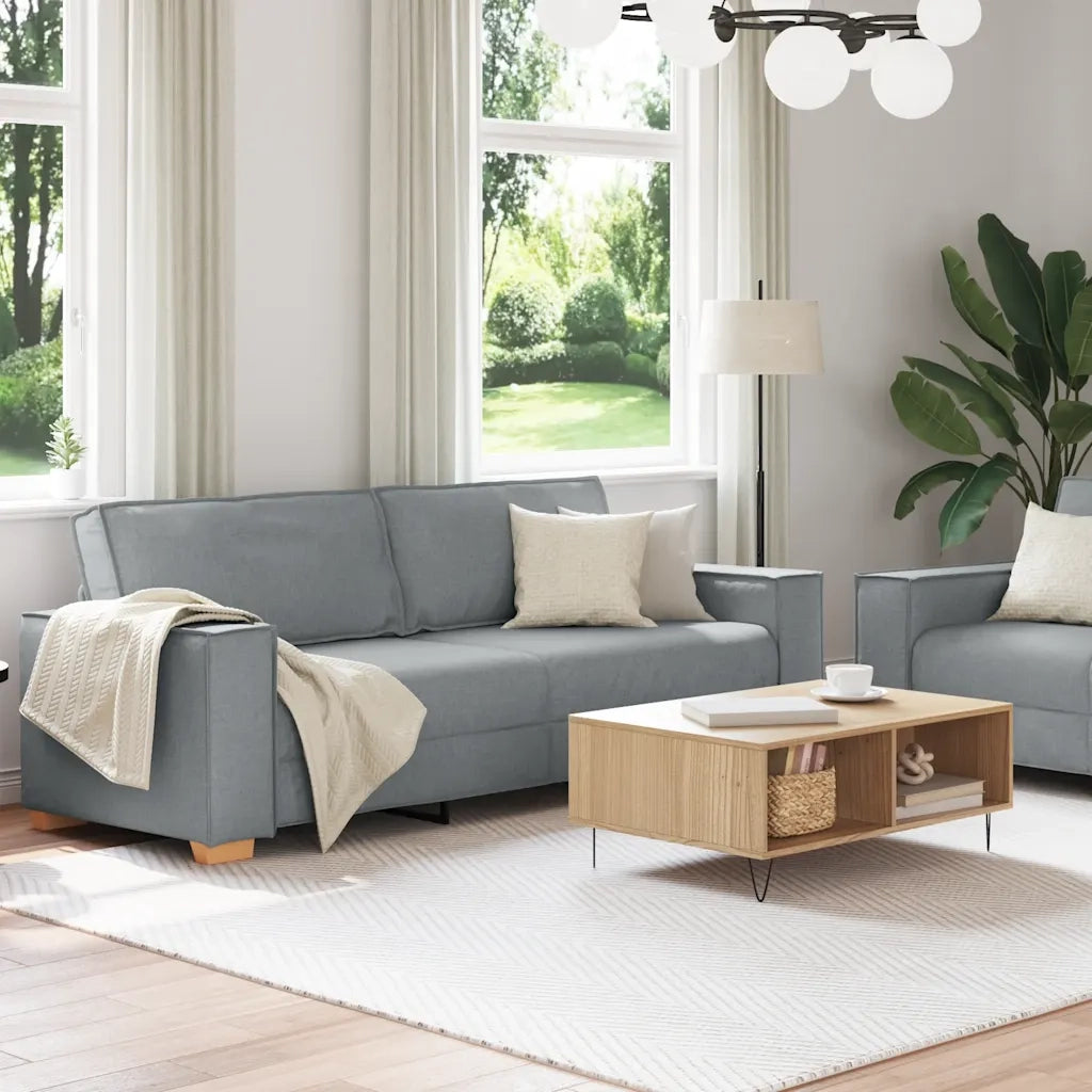 Set di Divani 2 pz con Cuscini Grigio Chiaro in Tessuto 3324691