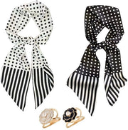 Set di 2 Accessori di Moda in Seta - Elegantemente Leggero - Nero e Bianco - Ideale per l'Uso Giornaliero