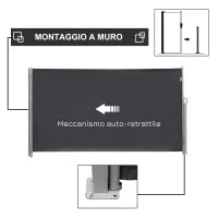 Frangivista da Giardino Estensibile 3x1.8m, Poliestere Anti UV e Alluminio, Grigio
