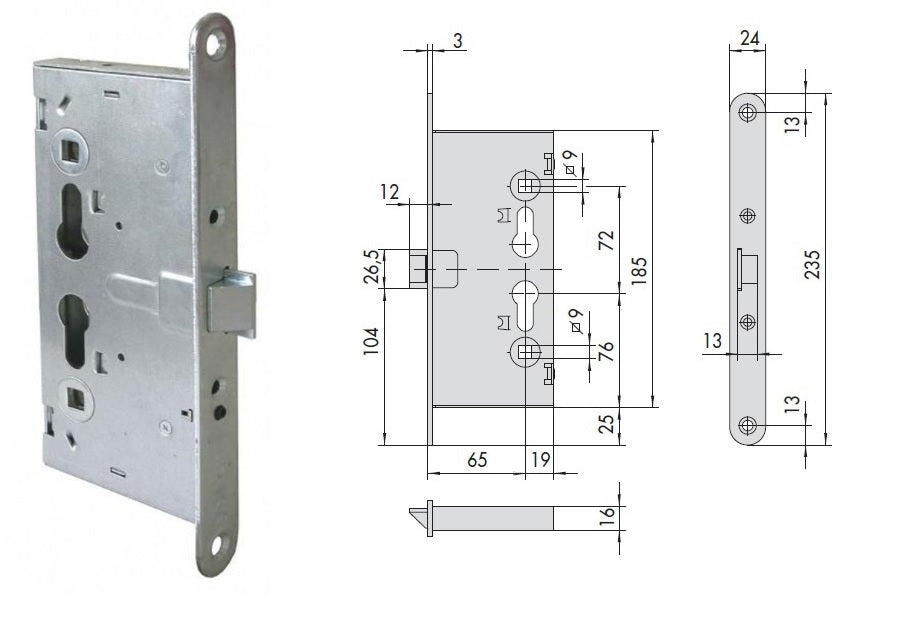 CISA SERRATURA INFIL. ART.43000.65 X PORTE TAGLIAFUOCO SOLO
