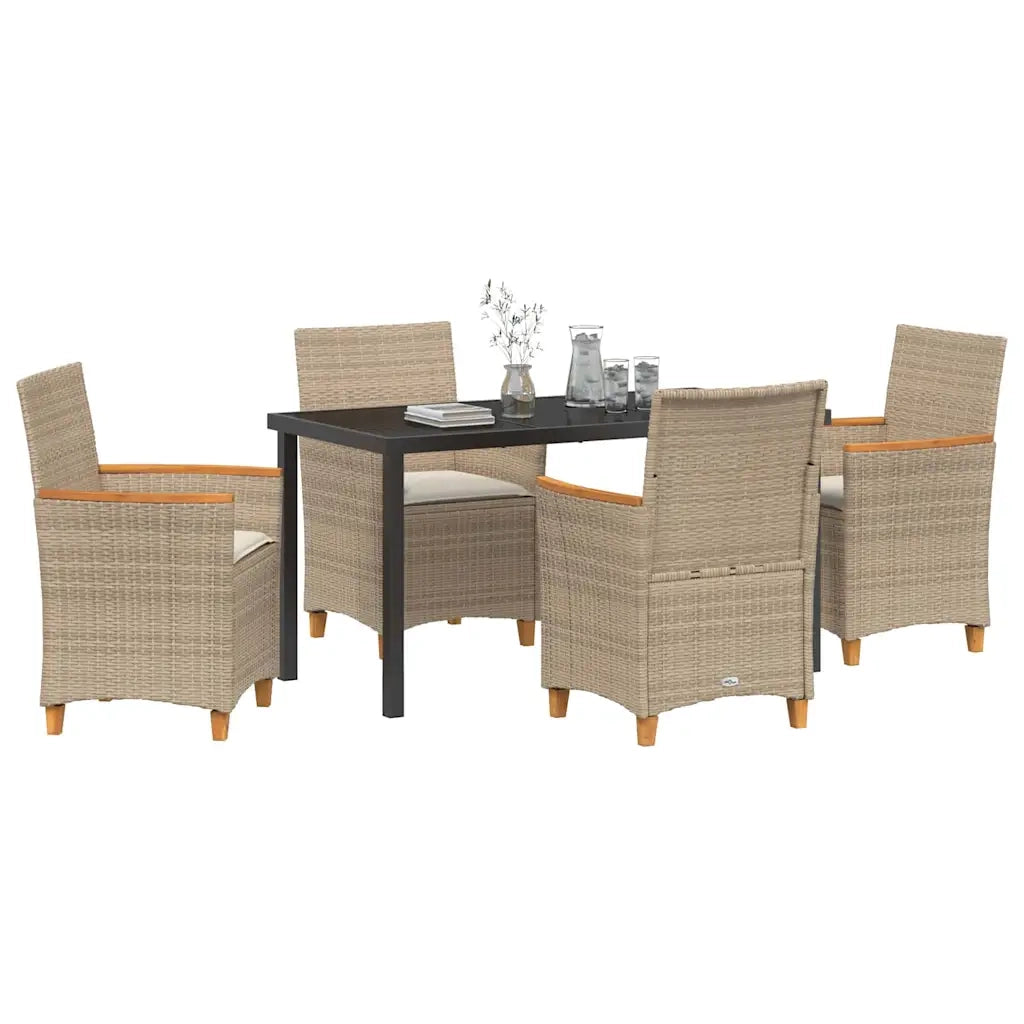 Set da Pranzo per Giardino 5 pz Beige polyrattan 3381102