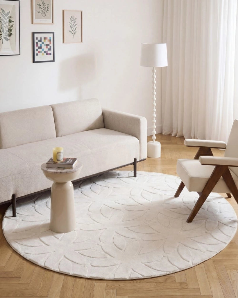 Tappeto in lana forma rettangolare, tuftato a mano 160 x 230 cm bianco sporco design elegante
