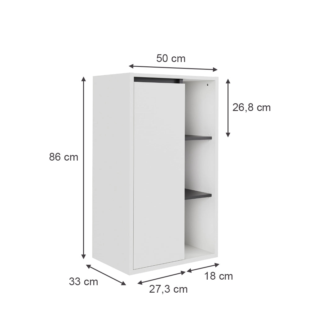 Vicco Mobiletto midi Bianco/Grigio 50 x 86 cm con ripiani aperti