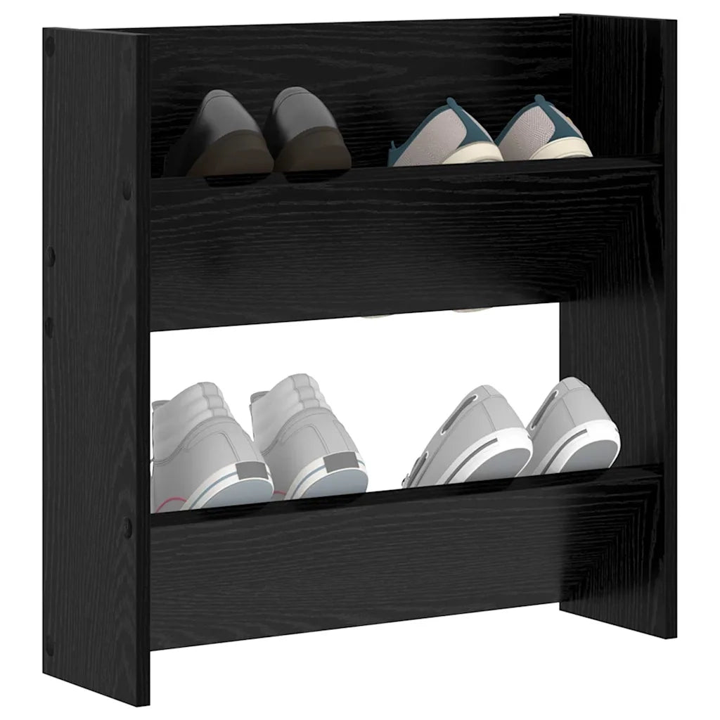 Mobile per scarpe Rovere Nero 60 x 18 x 60 cm Legno multistrato 875144